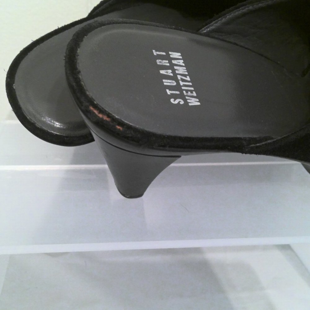 Stuart Weitzman black Suede Mule Heel Slides Sz 7.5 - Picture 4 of 5